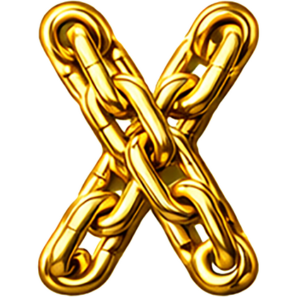 Goud chroomlook letter los X ketting strijkletter - afb. 1