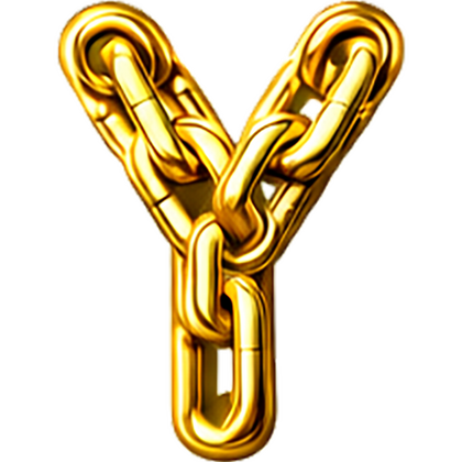 Goud chroomlook letter los Y ketting strijkletter - afb. 1