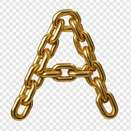 Goud chroomlook letters design alfabet. goud kettingschakel - afb. 2