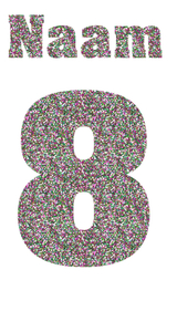 Losse set Naam met Rugnummer Glitter Regenboog - afb. 2