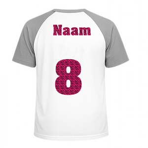 Losse set Naam met Rugnummer Design Zebra Roze - afb. 1