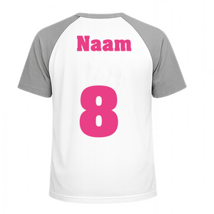 Losse set Naam met Rugnummer Polyester Ondergrond Neon Roze - afb. 1