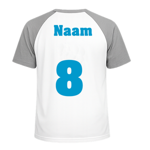 Losse set Naam met Rugnummer Flock Licht Blauw - afb. 1
