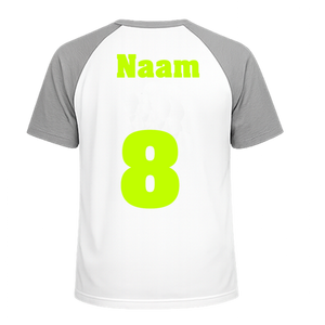 Losse set Naam met Rugnummer Flock Neon Geel - afb. 1