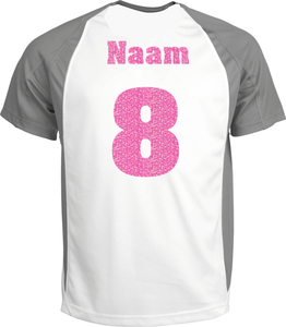 Losse set Naam met Rugnummer Glitter Holo Pink - afb. 1