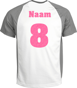 Losse set Naam met Rugnummer Glitter Neon roze Glitter - afb. 1