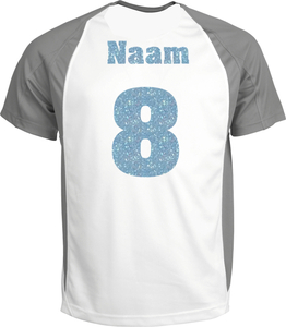 Losse set Naam met Rugnummer Glitter Neon Blauw Glitter - afb. 1