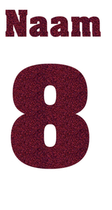 Losse set Naam met Rugnummer Glitter Burgundy  Glitter 422 - afb. 2