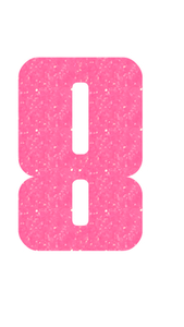 Set Broeknummers Strijkletters Pum Glitter Neon roze Glitter - afb. 2