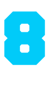 Set Rugnummers Strijkletters Fresh Glow in the Dark Blauw - afb. 2