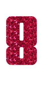 Set Rugnummers Strijkletters Pum Glitter Hot Pink - afb. 2