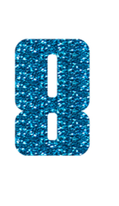 Set Rugnummers Strijkletters Pum Glitter Blue - afb. 2