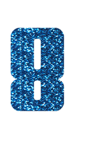 Set Rugnummers Strijkletters Pum Glitter Columbia Blue - afb. 2