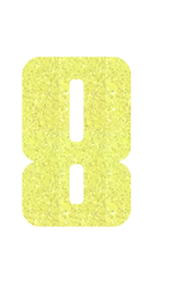 Set Rugnummers Strijkletters Pum Glitter Neon geel Glitter - afb. 2