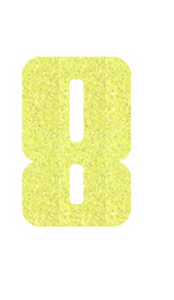 Set Rugnummers Strijkletters Pum Glitter Neon Yellow Glitter 446 - afb. 2