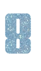 Set Rugnummers Strijkletters Pum Glitter Neon Blauw Glitter - afb. 2