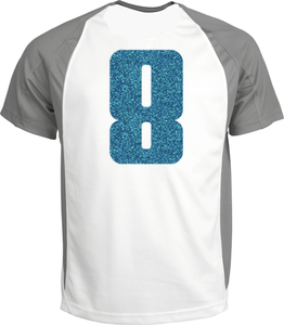 Set Rugnummers Strijkletters Pum Glitter Bleu Glitter 454 - afb. 1