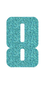 Set Rugnummers Strijkletters Pum Glitter Sky Bleu Glitter 445 - afb. 2