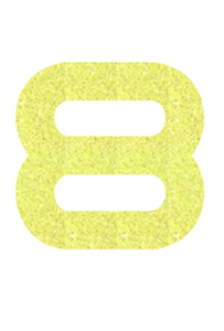 Set Rugnummers Strijkletters Quant Glitter Neon geel Glitter - afb. 2