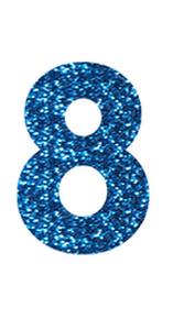 Set Rugnummers Strijkletters Vag Glitter Columbia Blue - afb. 2