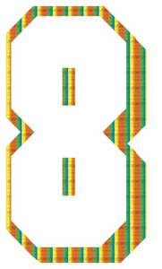 Set Rugnummers van Strijkletters Flash Rainbow Regenboog Folie - afb. 2