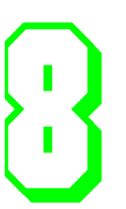 Set Rugnummers van Strijkletters Flash Flex Neon Groen - afb. 2