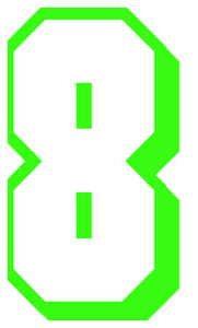 Set Rugnummers van Strijkletters Flash Flock Neon Groen - afb. 2