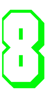 Set Rugnummers van Strijkletters Flash Glow in the Dark Groen - afb. 2