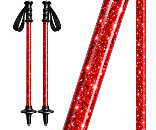 Skistokken wrap Rood glitter print - afb. 1