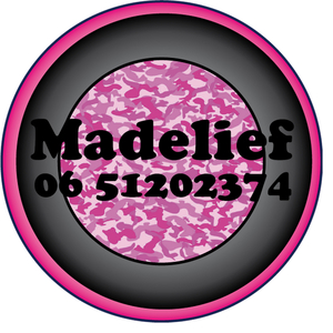 Sticker Roze Camouflage 4 cm Rond Flex Zwart - afb. 1