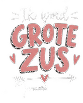 Strijktransfer grote zus – Zwangerschapsaankondiging Blauw