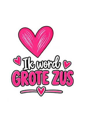 Strijktransfer grote zus – Zwangerschapsaankondiging Grote zus 4 strijkletters - afb. 1