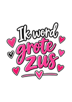 Strijktransfer grote zus – Zwangerschapsaankondiging Grote zus 5 strijkletters