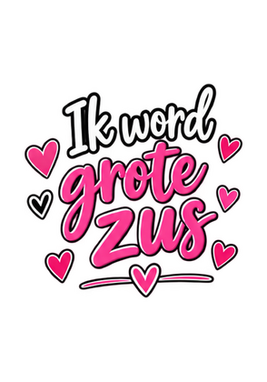 Strijktransfer grote zus – Zwangerschapsaankondiging Grote zus 5 strijkletters - afb. 1