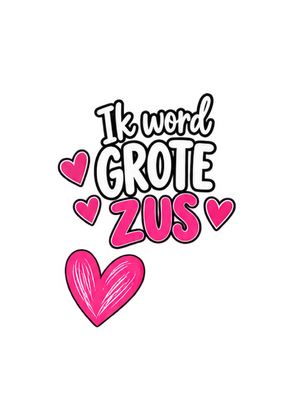 Strijktransfer grote zus – Zwangerschapsaankondiging Grote zus 6 strijkletters - afb. 1