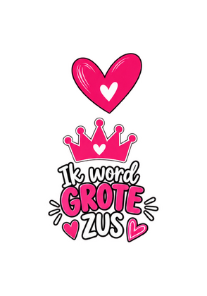 Strijktransfer grote zus – Zwangerschapsaankondiging Grote zus 7 strijkletters - afb. 1