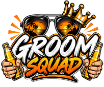 Vrijgezellen feest T-shirt strijkletters Groom Squat strijkletters