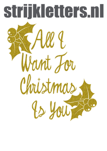Vel Strijkletters All I Want For Christmas Glitter Goud - afb. 1