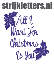 Vel Strijkletters All I Want For Christmas Glitter Paars - afb. 1