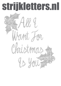 Vel Strijkletters All I Want For Christmas Glitter Zilver - afb. 1
