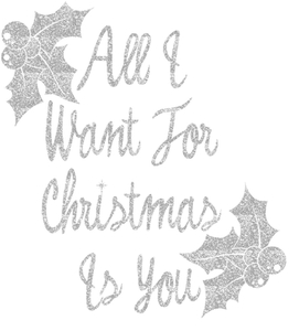 Vel Strijkletters All I Want For Christmas Glitter Zilver - afb. 2