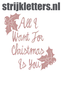 Vel Strijkletters All I Want For Christmas Design Leger Roze - afb. 1