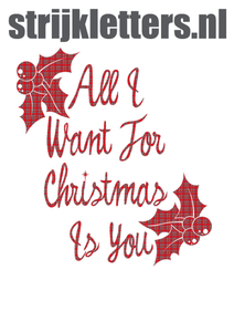 Vel Strijkletters All I Want For Christmas Design Ruit Rood - afb. 1