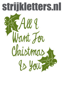 Vel Strijkletters All I Want For Christmas Design Zebra Groen - afb. 1