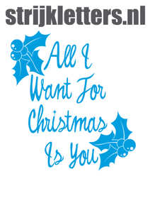 Vel Strijkletters All I Want For Christmas Polyester Ondergrond Blauw - afb. 1