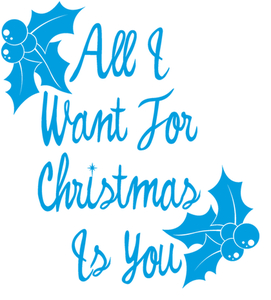 Vel Strijkletters All I Want For Christmas Polyester Ondergrond Blauw - afb. 2