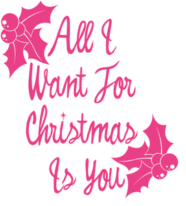 Vel Strijkletters All I Want For Christmas Polyester Ondergrond Neon Roze - afb. 2