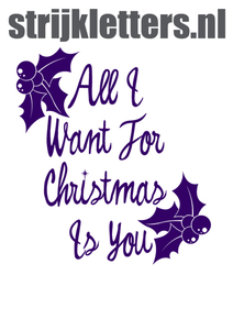 Vel Strijkletters All I Want For Christmas Flex Aubergine - afb. 1