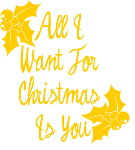 Vel Strijkletters All I Want For Christmas Flock Geel - afb. 2
