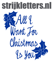 Vel Strijkletters All I Want For Christmas Flock Kobalt Blauw - afb. 1